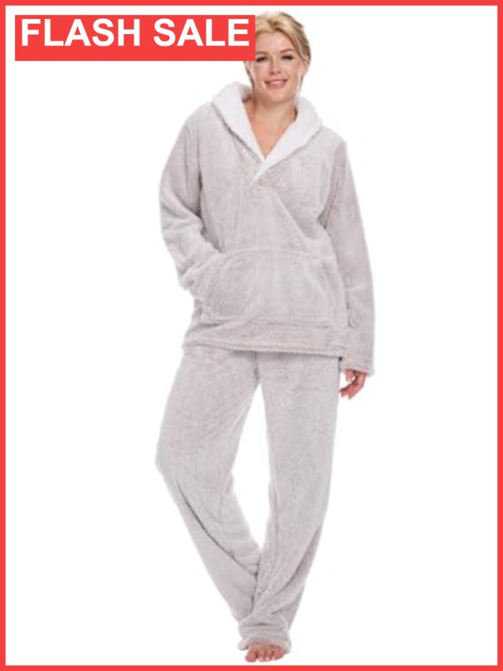 Fluffy Fleece Pajama Set 2 Piece Plush Sherpa Loungewear Fuzzy Sleepwear